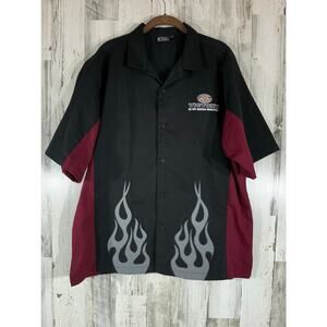 Victory Motorcycles USA Button Down Shirt Size Small (XL) Flames Garage Shop